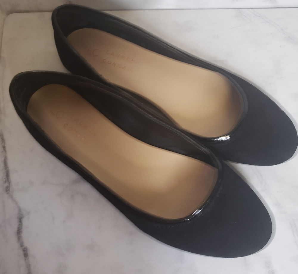 LC Lauren Conrad black suade ballet flats Sz 7